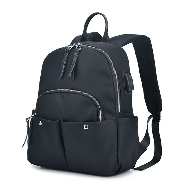 Модный женский рюкзак с usb зарядкой для наушников нейлоновый через плечо