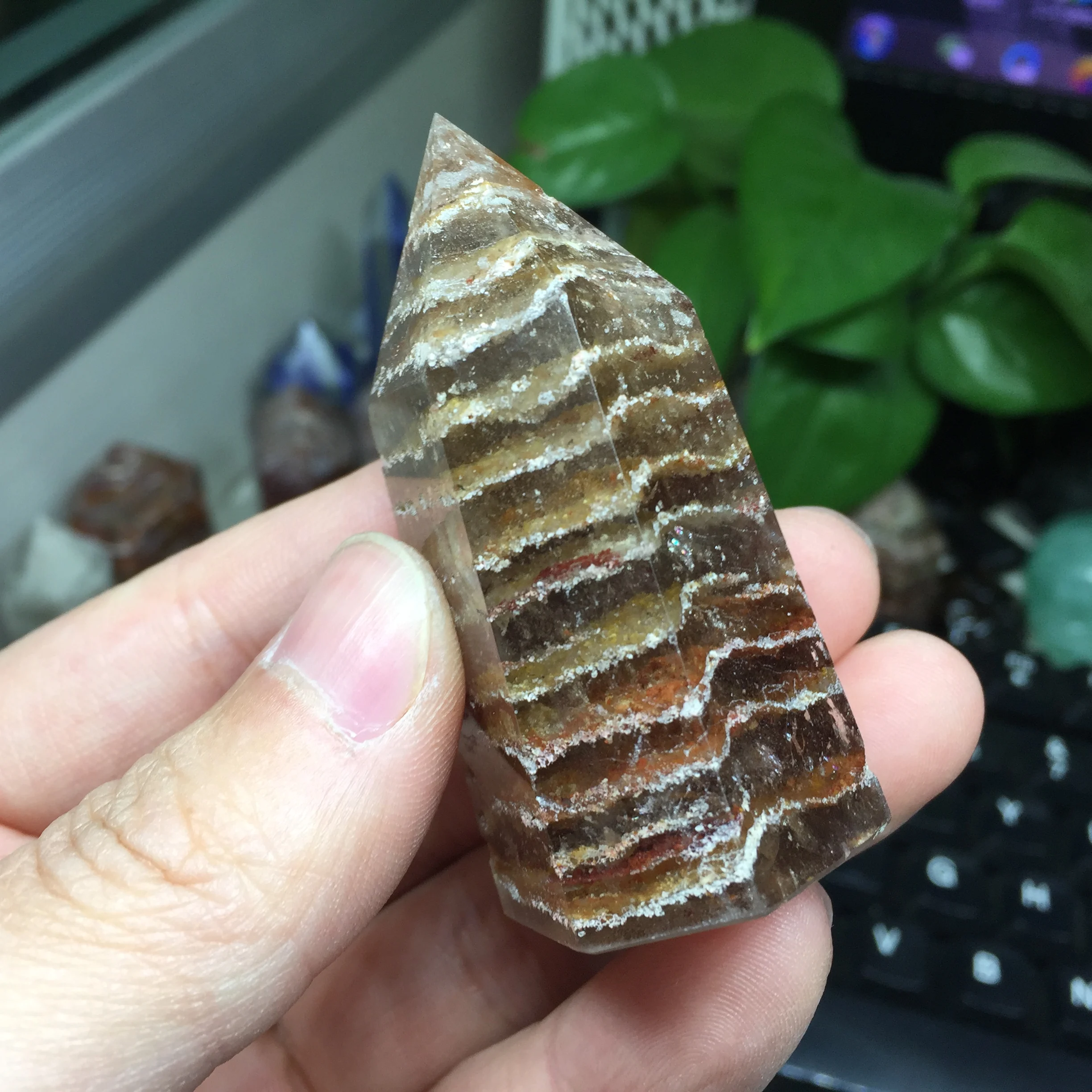 76 г натуральный заживляющий Кристальный зеленый Phantom Quartz Wand Украшение камень #