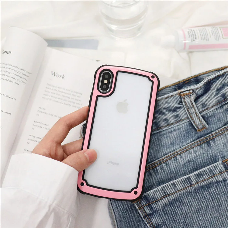 Розовый Для Apple iPhone 11X8 7 6 6s Plus прозрачная ультратонкая задняя полностью жесткая Защитная крышка TPU плотный чехол - Цвет: Розовый