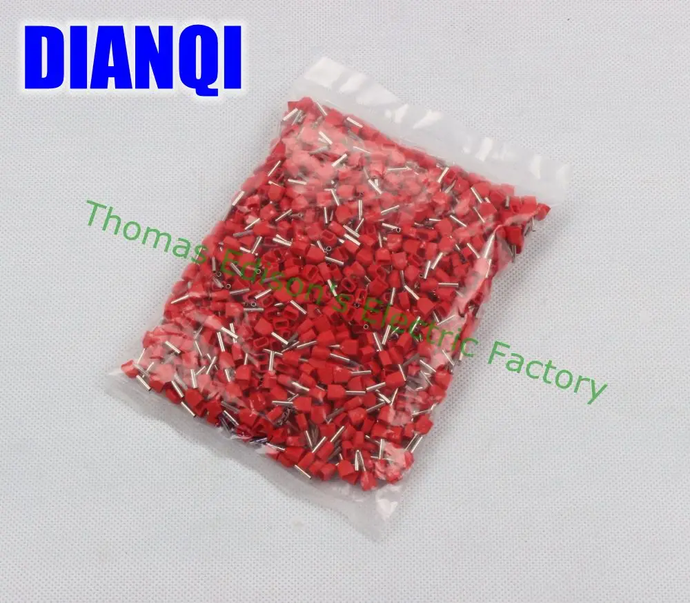 TE0508 Two Pre-insulated Pipe-shaped End Cold pressed terminals/Cable Connector/Wire Connector 1000PCS/Pack