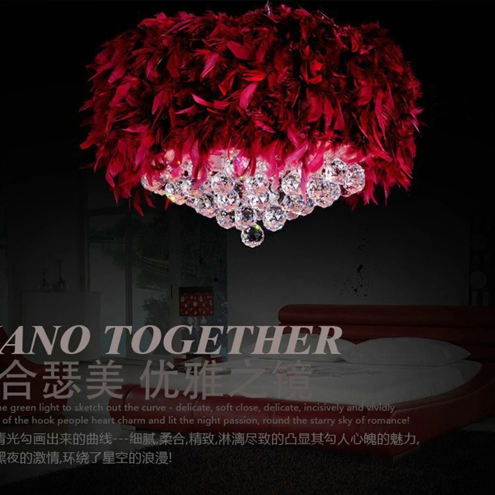 Разноцветный подвесной светильник в виде пера хрустасветильник лампа для