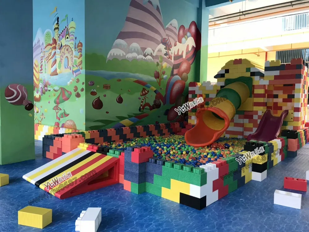 YLW внутренняя игровая площадка блок строительные парки с бассейн мячом для детей