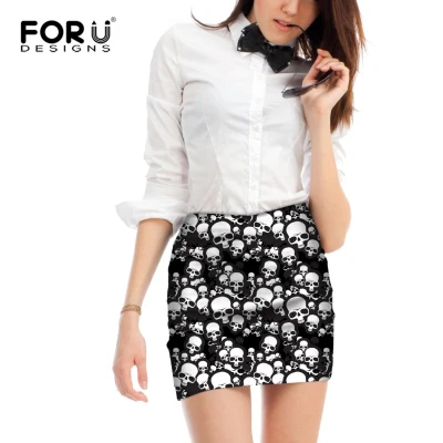 CA4775AG Forudesigns в стиле панк черный череп юбка-карандаш Винтаж короткие юбки с высокой талией женские пикантные вечерние ночь Bodycon мини-юбки - Цвет: CA4775AG