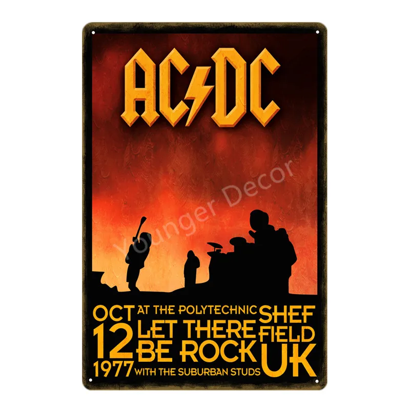 Группа acdc музыкальный бар клуб реклама табличка металлическая Оловянная вывеска Винтаж Домашний декор Искусство ремесло подарок плакат стены AC/наклейки DC YD021 - Цвет: YD0441