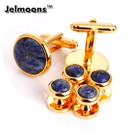 fashion jewelry butons blue stone studs sets best man buttons