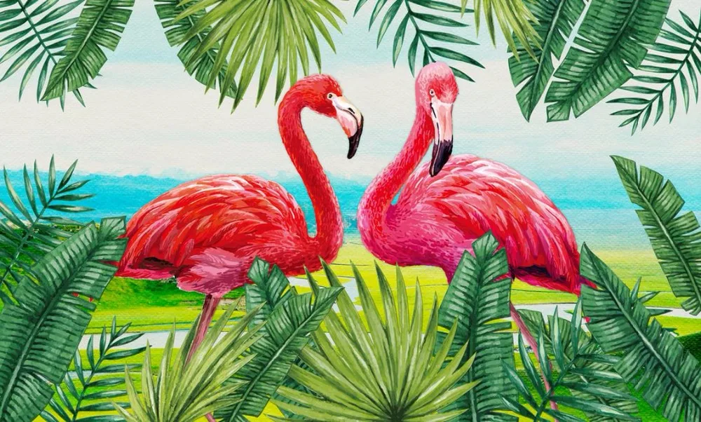 Пользовательские обои для гостиной 3d фото ручная роспись Фламинго картина диван