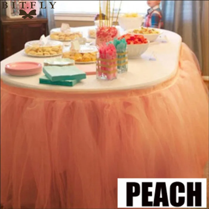 Peach 29 цветов, полиэстер, однотонная 100*80 см юбка-пачка для стола, рождественские принадлежности,, свадебная фатиновая юбка - Цвет: Peach
