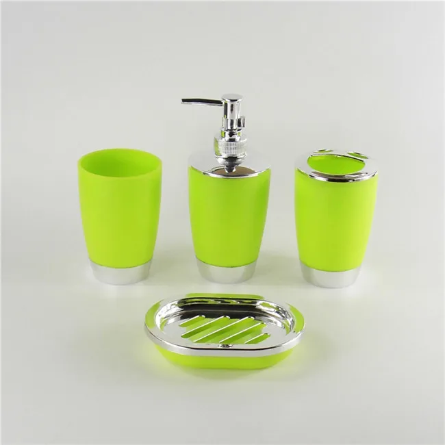 green 4 piece 6 в 1, набор аксессуаров для ванной, держатель для зубных щеток, дезинфицирующее средство для рук, бутылка для мыла, чехол для слива, щетка для унитаза, органайзер для мусора, корзина для хранения - Цвет: green 4 piece