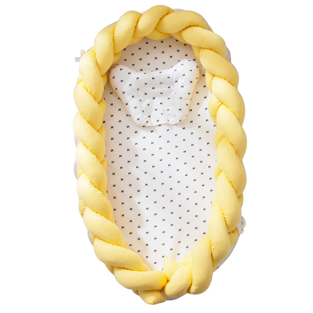 Yellow Портативная бионическая кровать для малышей, хлопковая колыбель, детская люлька, бампер, складная спальная кровать для малышей 0-2 лет - Цвет: Yellow