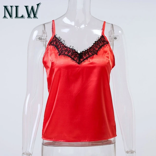 NLW спагетти ремень синий Твердые бретели Кружева спинки сексуальный топ с