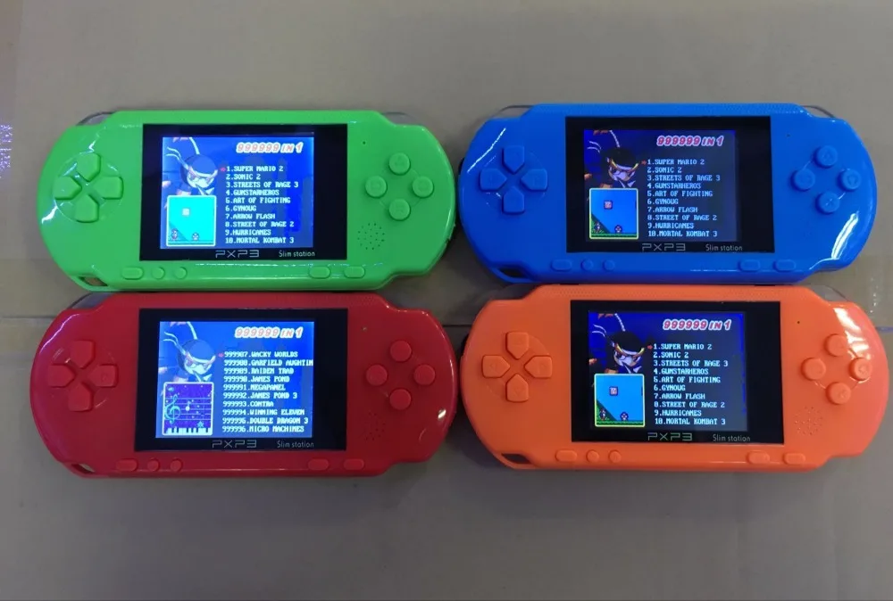 Новый 3-дюймовый 16-битный портативный игровой плеер PXP3, игровая консоль с AV кабелем + 2 игровых карты, 150 классических игр, детские игровые плееры