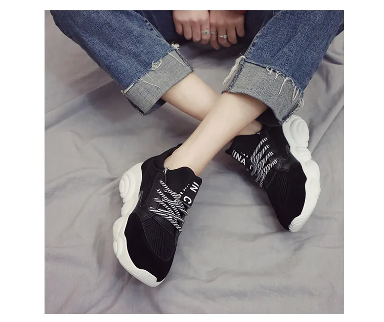 Женские кроссовки; коллекция года; basket femme tenis feminino; белые туфли на платформе; женские кроссовки с круглым носком и кружевом; женская летняя обувь