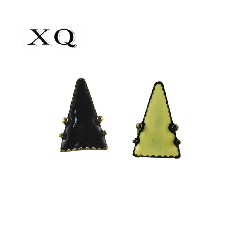 XQ модное женское кольцо с покрытием Цвет старинной бронзы треугольник черный
