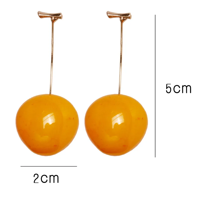 Новые длинные серьги вишни оранжевого цвета с длинной подвеской простые