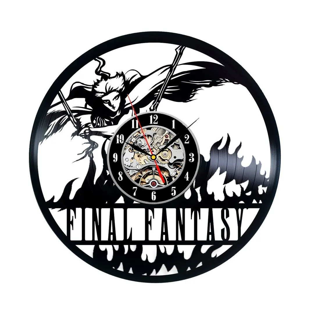 Горячая Horloge Фреска Klok Final Fantasy тема настенные часы CD пластинка Lp виниловые часы украшение для дома часы с вырезом бесшумные