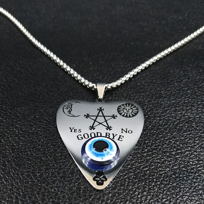 2021 Sun Moon Blue Eye Pentagram Wicca Stainless Steel Necklace Women Silver Color Jewelry collar acero inoxidable mujer N569S02 | Украшения