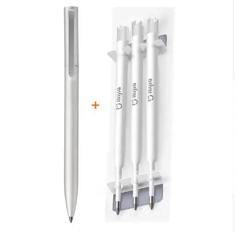 Silver add 3 Refills Оригинальные Xiaomi металлические ручки школьные Канцтовары, шариковая ручка PREMEC 0,5 мм швейцарская японская черная ручка - Цвет: Silver add 3 Refills