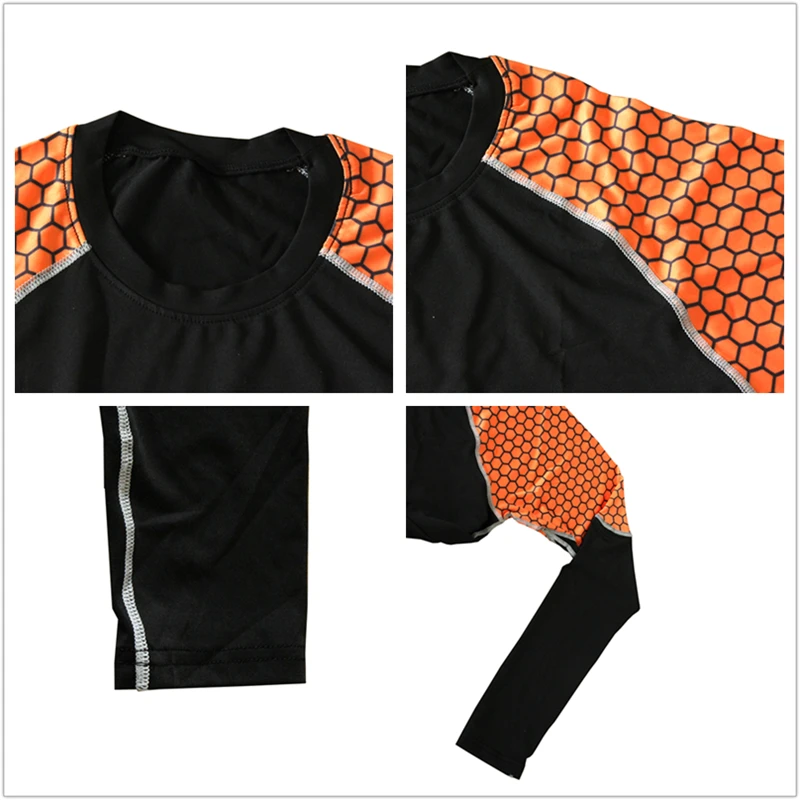 

Quick Dry Long Sleeve Patchwork Mens Sport Suit Sportswear Fitness Gym Tracksuit Compression Bodybuilding Running Set Rashguard