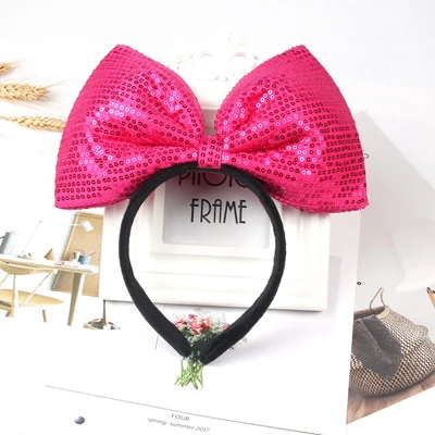 Rose headband С Микки-Маусом, капюшон с большими ушами, блесток заколки с повязками для волос аксессуары для волос Минни ободок для волос с украшением в виде мыши бантики женская заколка для волос вечерние Рождественская повязка на голову - Цвет: Rose headband