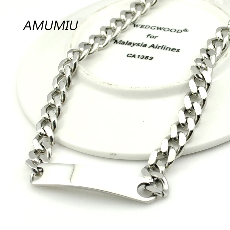 AMUMIU 9 мм Мужские Прочные ювелирные изделия из нержавеющей стали кубинский