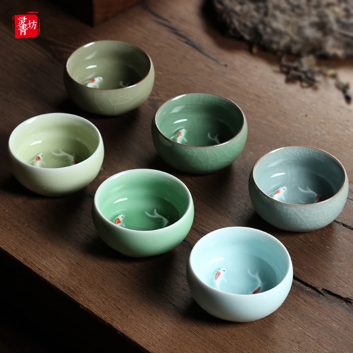 Фарфоровые чайные чашки Longquan Celadon китайский чайный горшок чайная чашка с золотой