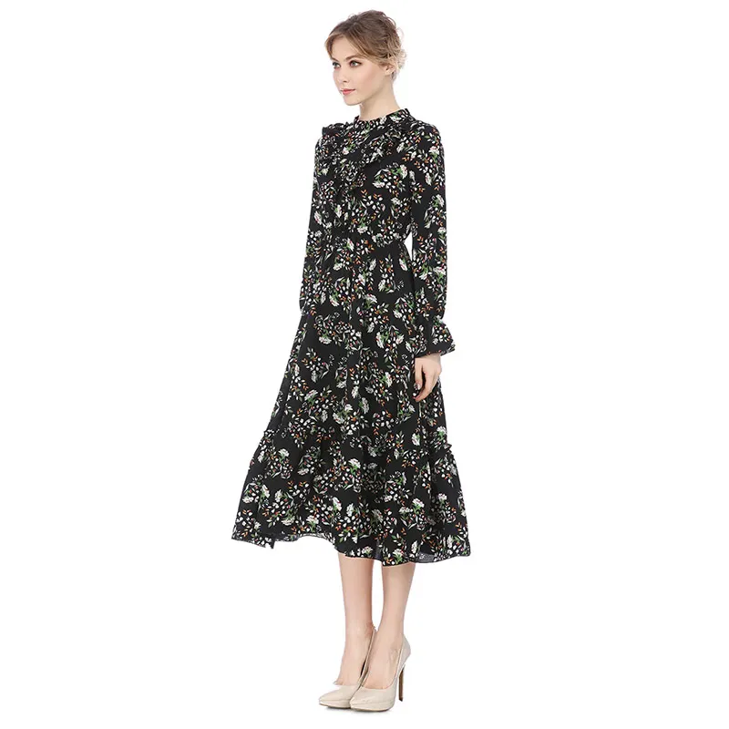 Willlstage шифоновое платье с цветочным принтом плиссированное длинными рукавами в