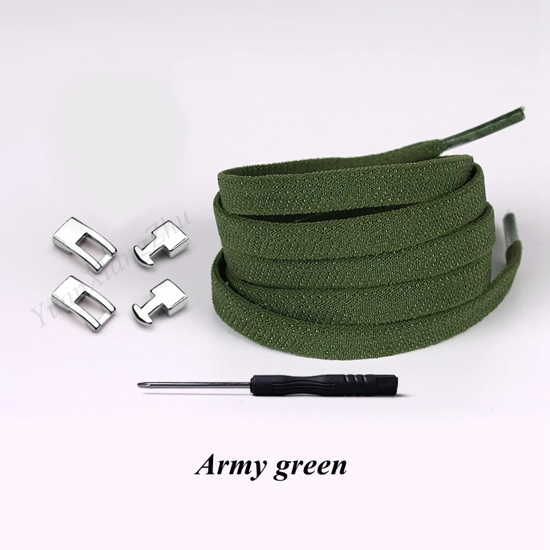 Army green 1 пара Новых эластичных шнурков с перекрестной пряжкой 1 секунда быстро не завязываются шнурки для обуви дети взрослые унисекс кроссовки шнурки ленивые шнурки - Цвет: Army green