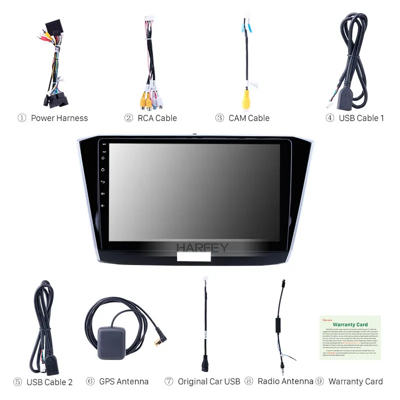 Harfey Car 10.1&quot Stereo HD GPS Bluetooth Android 8.1 Radio for VW Volkswagen Passat 2016 2017 2018 with USB support Carplay |