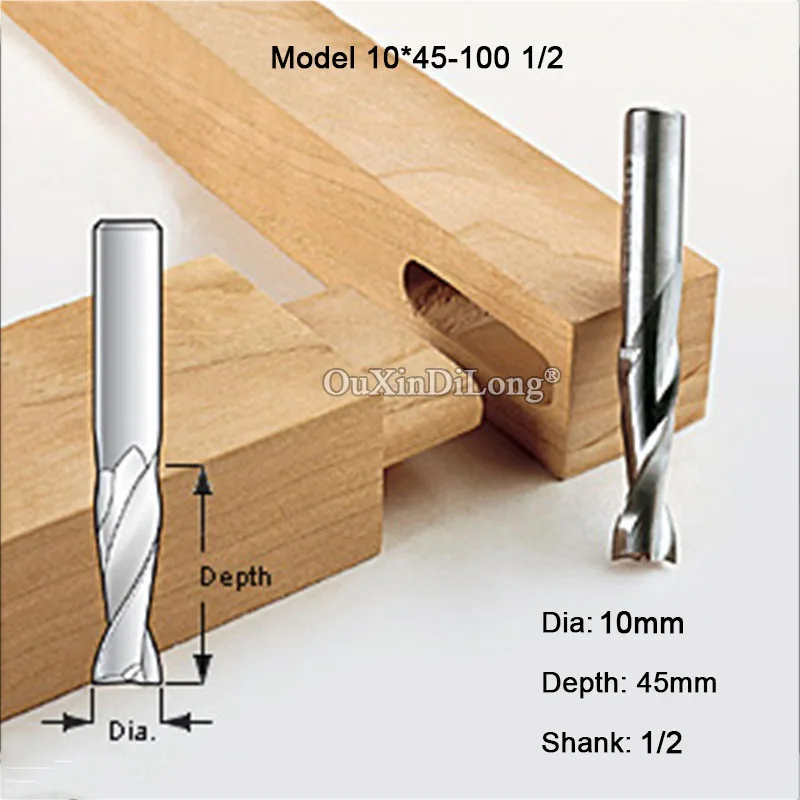 SET of 4PCS Woodworking Milling Cutter Dia 6,8,10,12mm, Upcut Spiral Router Bit, 1/2 and 1/4 Shank JF1656 enlarge