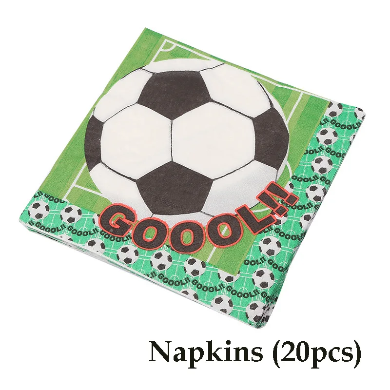 napkin 20pcs Футбольные тематические праздничные товары для дня рождения, набор посуды, чашки, скатерть и флаги, соломинка, Детские вечерние украшения для мальчиков - Цвет: napkin 20pcs