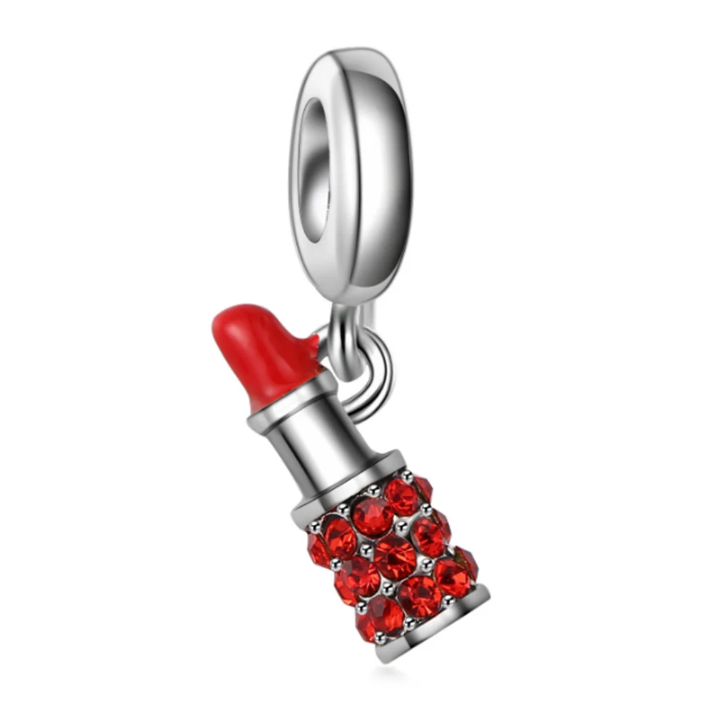 Помада со стразами Форма Подвески из сплавов подходит для женщин шарм браслеты