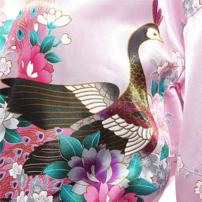 Модное Золотое китайское женское шелковое кимоно банное платье Женская Весенняя