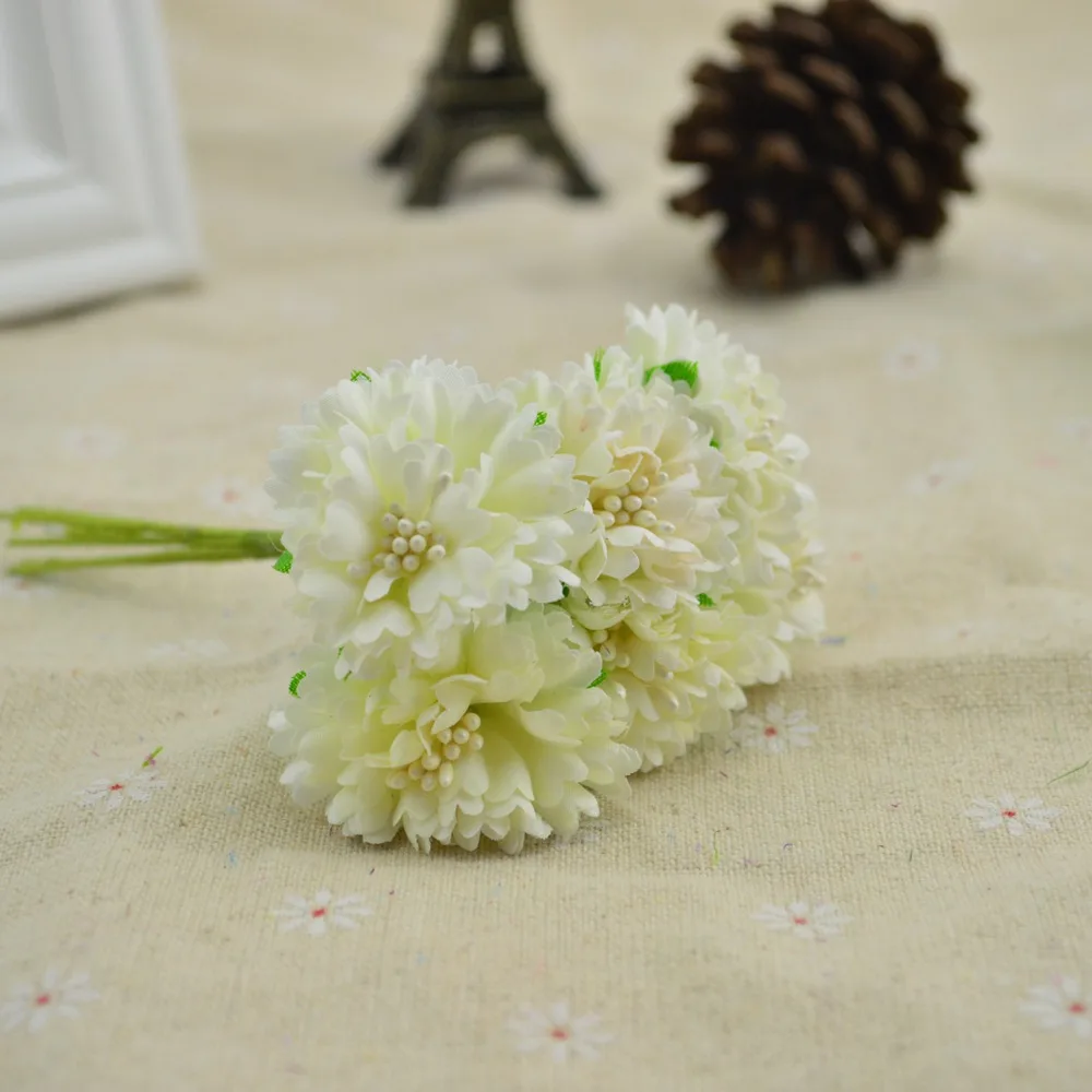 milk white 6 шт./набор шелковая Гвоздика diy ВЕНОК подарки Искусственные цветы к Рождеству для дома свадебный Декор Аксессуары Поддельные Скрапбукинг - Цвет: milk white