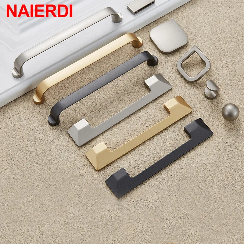 NAIERDI Европейский стиль ручки шкафа Золото Черный твердый цинковый сплав кухонный