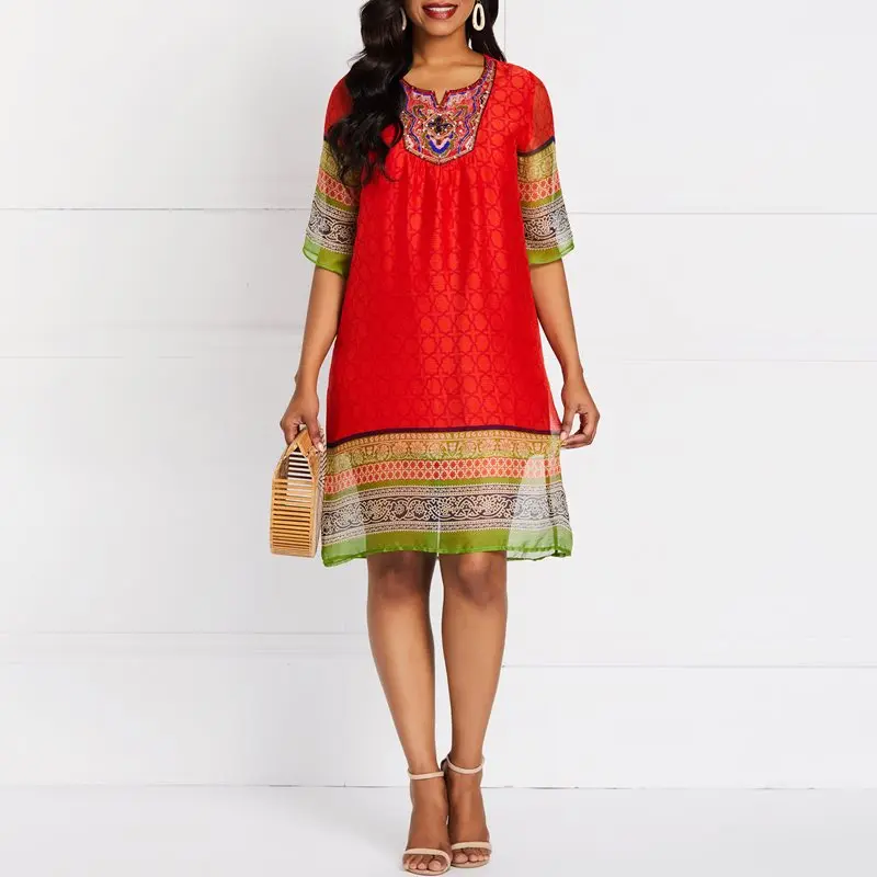 Chiffon Dresses Elegant Ethnic Style Office Lady Sexy Club Beach Simple Women Party Print Mesh Female Fashion Sweet Casual Dress | Женская