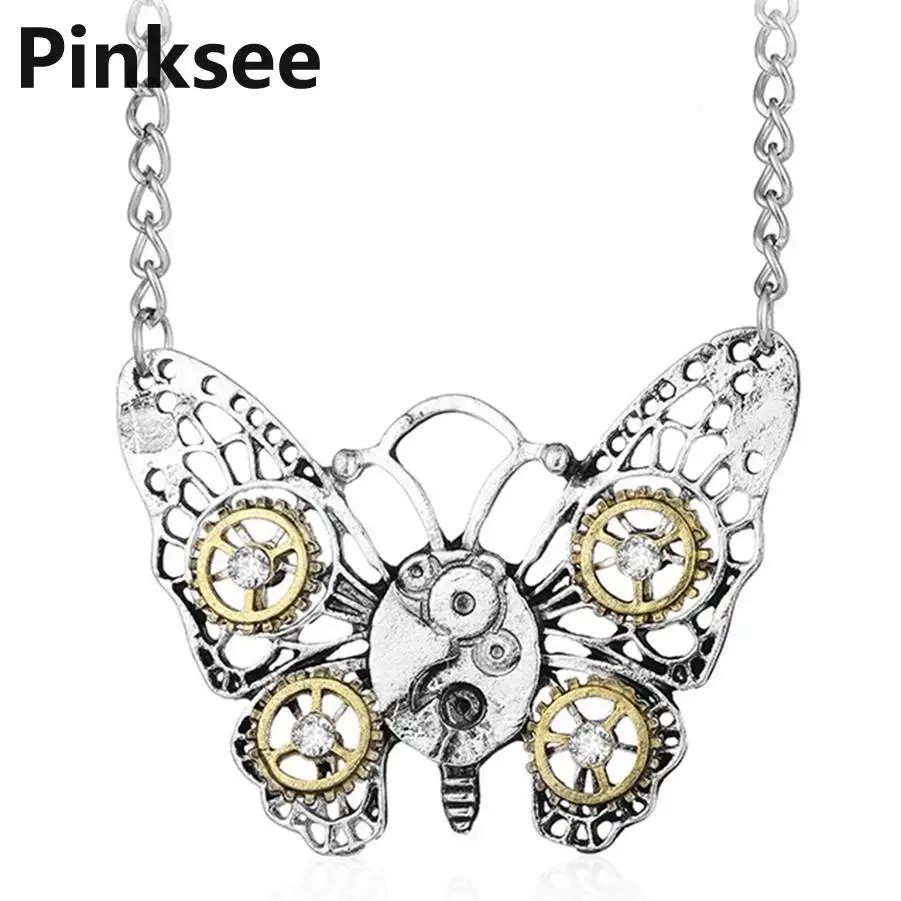 Кулон в виде бабочки стиле стимпанк кулон форме сердца с механическим механизмом