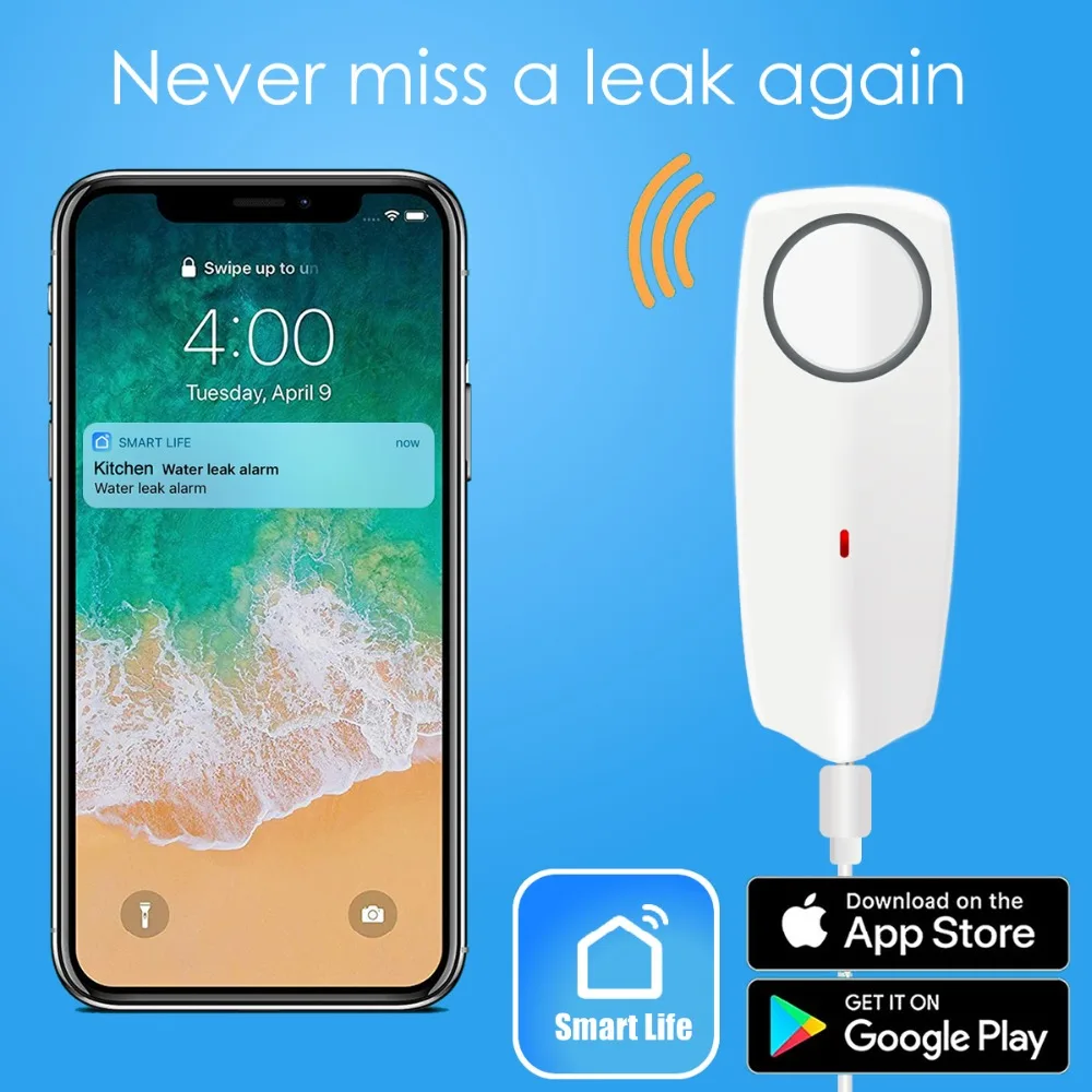 Tuya Smart Wifi датчик утечки воды погружение воды сигнализация беспроводной погружение воды детектор уровня воды сигнализация детектор