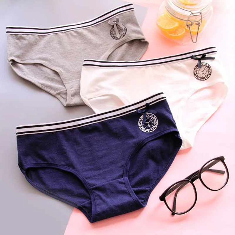 ZAVACE 5pcs/lot New cotton underwear women comfortable waist watch bow pattern sexy briefs women's panties Lingerie |