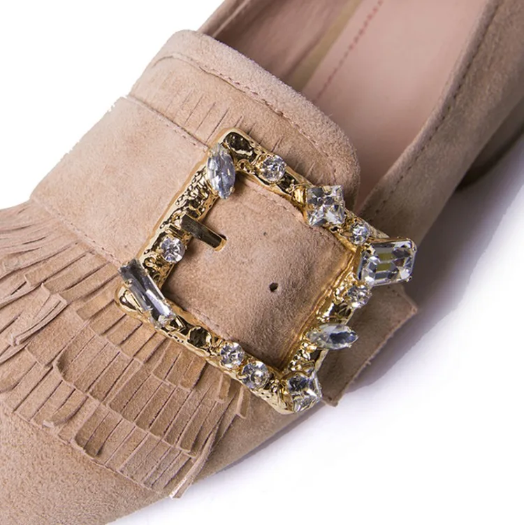 2017New Прибытие Весна Замши Женщин Мелкие Одиночные Обувь Кристалл Украшенные