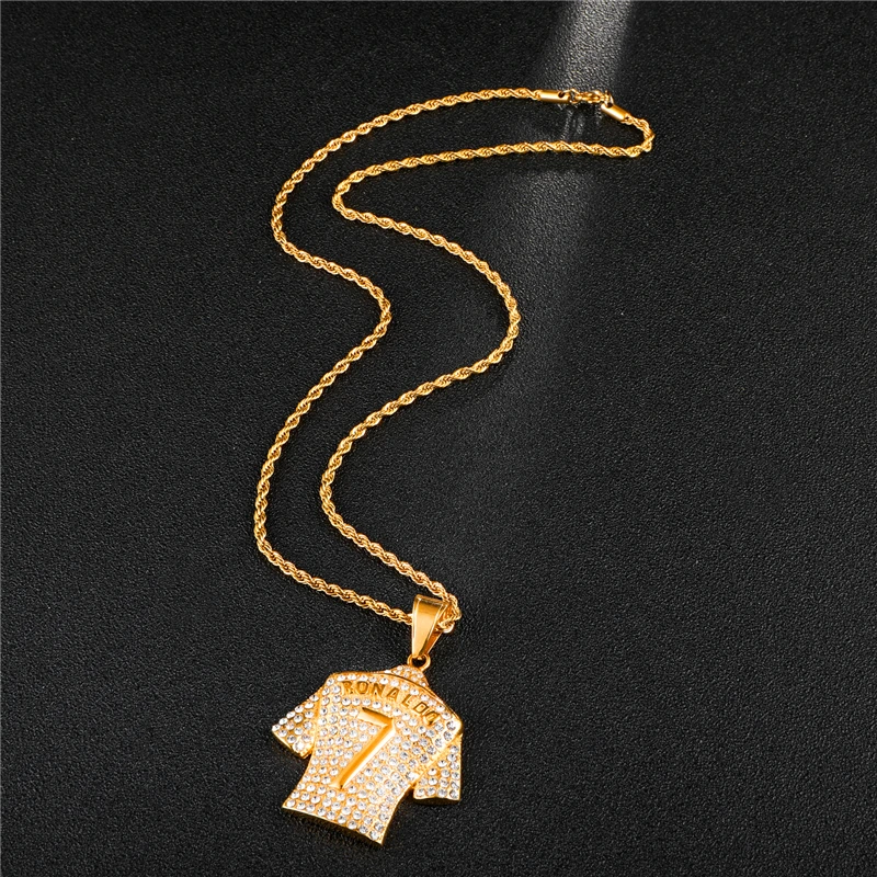 Ожерелье US7 в стиле хип хоп со сверкающей звездой футбола ожерелье из нержавеющей
