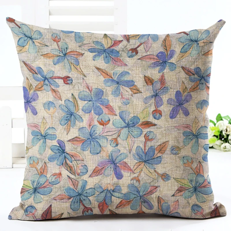 2016 Ретро стиль деревенский цветочный сектор квадратный льняной с принтом диван