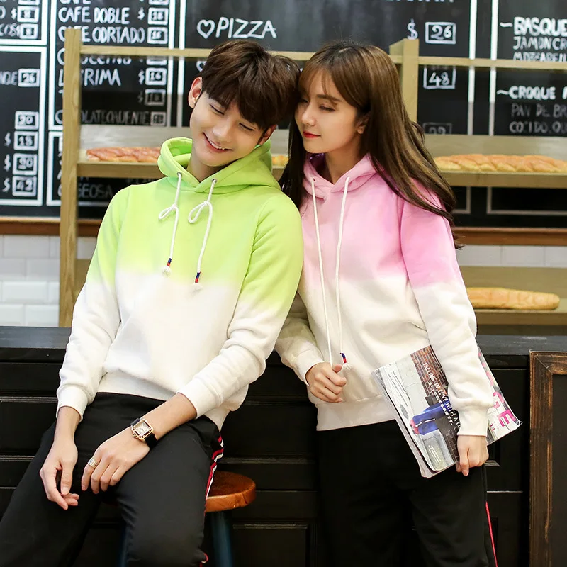 Модные Парные толстовки для женщин и мужчин градиентный цвет Студенческая