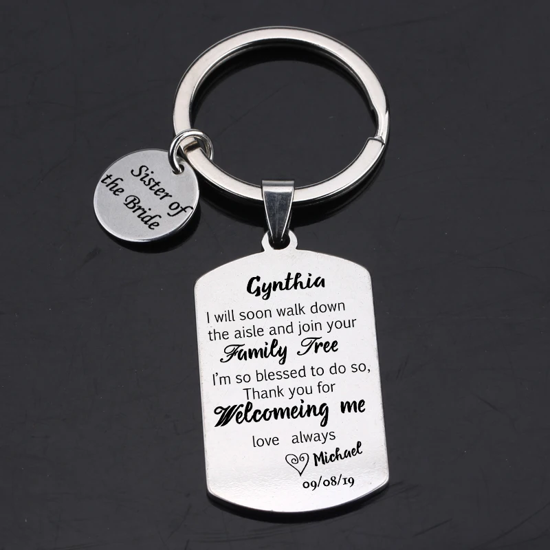 Пользовательское имя и данные модная цепочка для ключей высокое качество