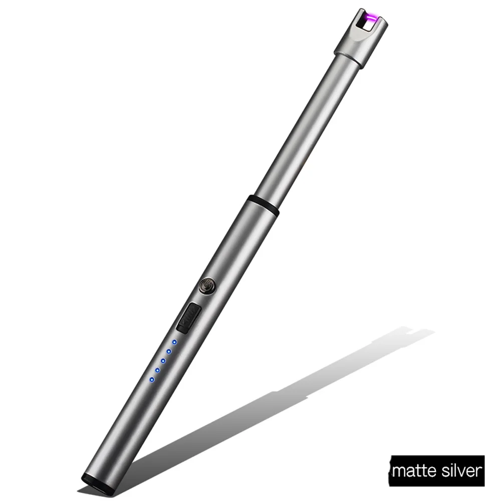 matte silver 1 шт. Новое поступление usb зарядка Зажигалка Arc Зажигалка воспламенитель импульсная свеча воспламенитель с дисплеем питания подходит для домашнего газа - Цвет: matte silver