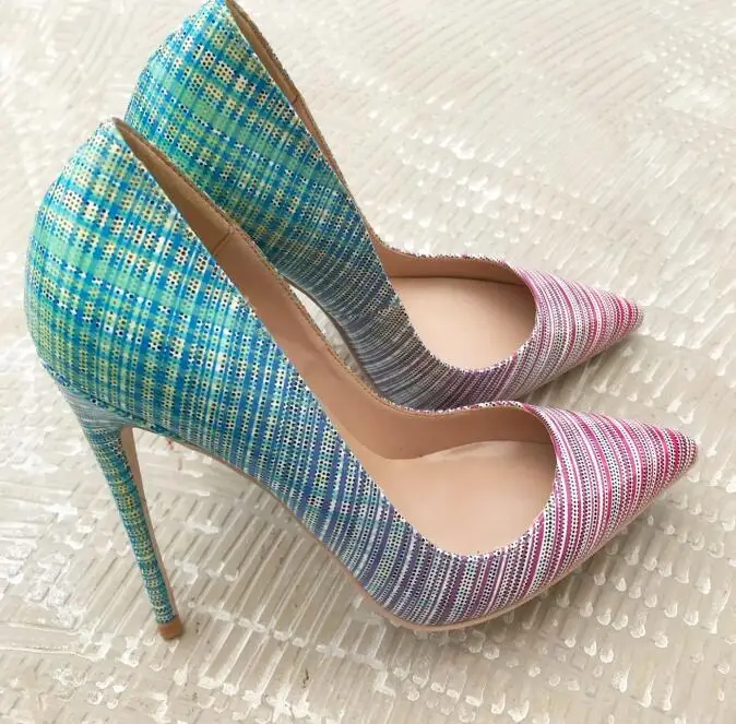 12cm heel Stylesowner дизайн Для женщин сексуальные туфли на высоком каблуке вечерние туфли градиент Цвет 12/10/8 см, женская обувь на очень высоком острый носок; тонкие туфли-лодочки - Цвет: 12cm heel