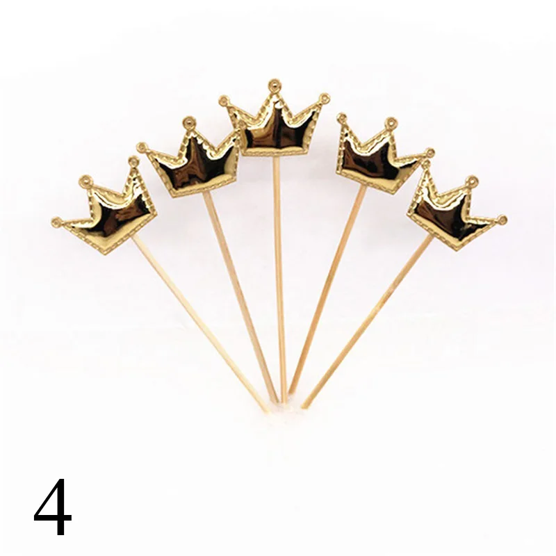 crown gold 4pcs 1 шт. Радужный шарик для дня рождения единорог; Фламинго торт топперы для кексов Toppers украшение для свадебного торта поставка - Цвет: crown gold 4pcs