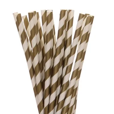 Gold Stripe 25 шт./лот Бумага соломинки для Baby Shower или для вечеринки по случаю свадебного торжества, дня рождения Хэллоуин Рождество питьевые соломки для праздника вечерние принадлежности - Цвет: Gold Stripe