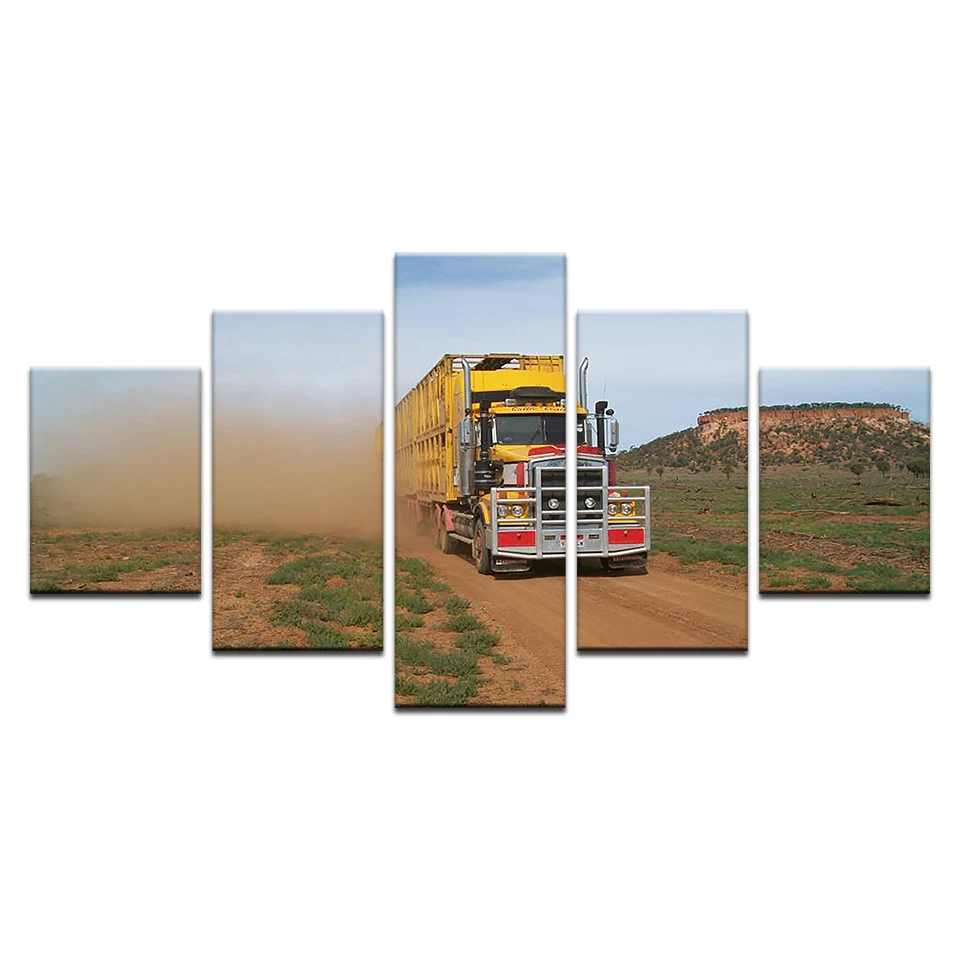 Современный постер на холсте с изображением грузовика 5 панелей настенное