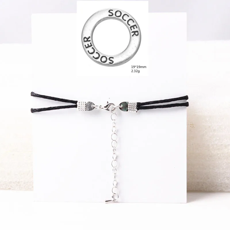 Soccer Charm Bracelet Sport Wish Card for Player Adjustable Cord Gift For Lover | Украшения и аксессуары
