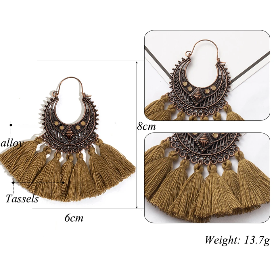 Женское кольцо с кисточкой ручной работы богемные этнические Винтажные серьги